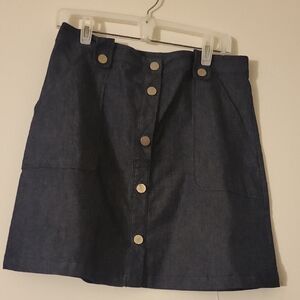 New York & Company Navy Button-Up Mini Skirt